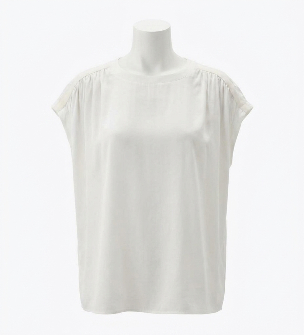 NEW MELISSA NEPTON lima ruched shoulder top in off white